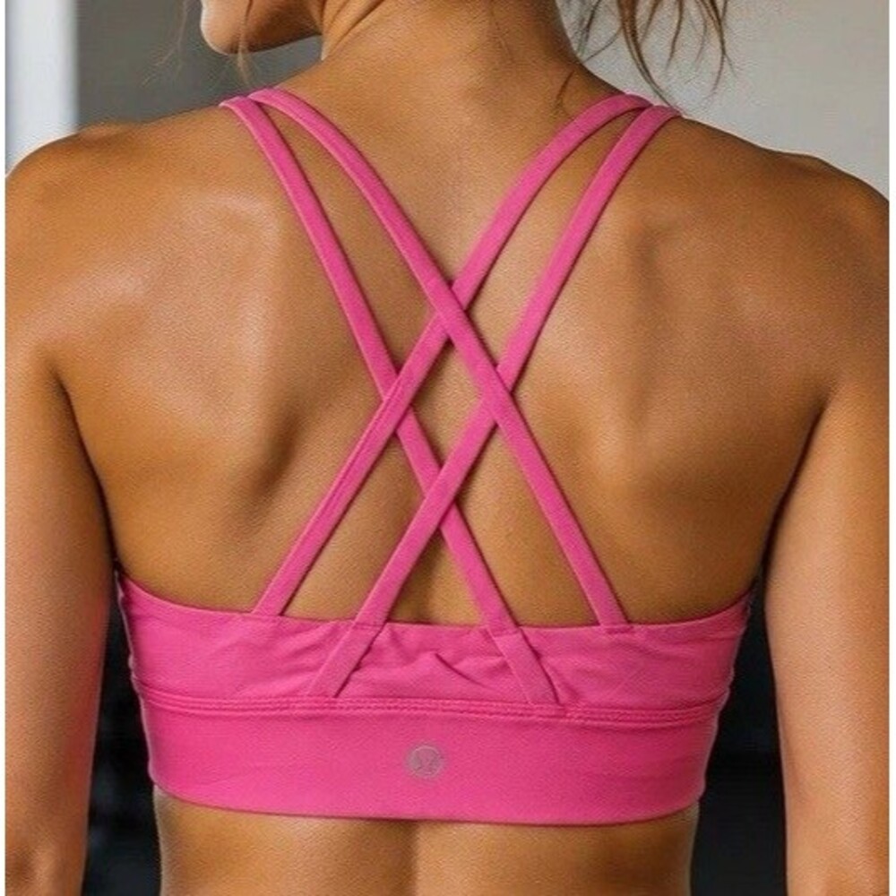 lululemon athletica Fuchsia Solid Sports Bra Pullover Crossback Wireless 10